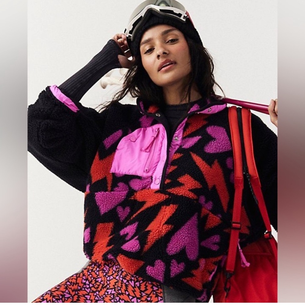 Free People Hit the Slopes fleece pullover jacket